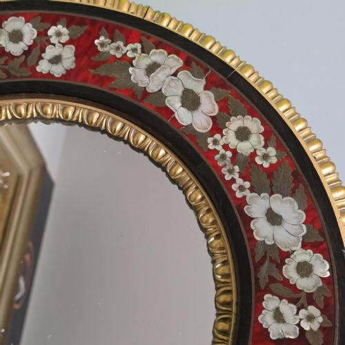 OUTSTANDING MIDLATE 19TH CENTURY BOULLE WORK WALL MIRROR C1880 - ADDITIONAL PHOTO 13