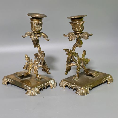 PR CANDLESTICKS NAPOLON III BRONZEBRASS FRENCH ANTIQUE 19THC - ADDITIONAL PHOTO 1