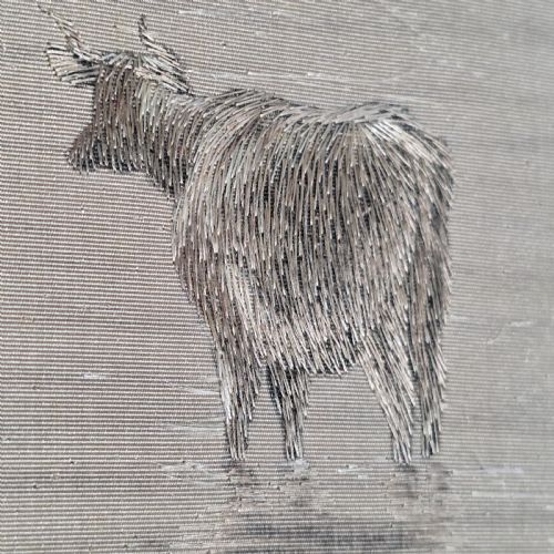 FINE RARE CHINESE SILK EMBROIDERED CATTLE SCENE FRAMED C1890 - ADDITIONAL PHOTO 7