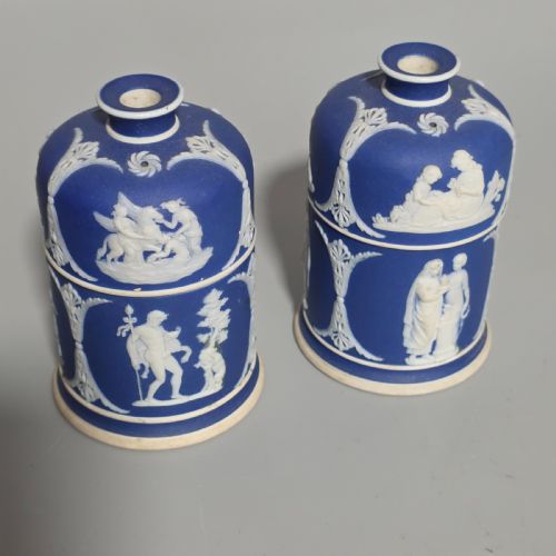 RARE 19THCENTURY WEDGWOOD JASPERWARE MATCH BOXES TAPER TOP PAIR - ADDITIONAL PHOTO 8