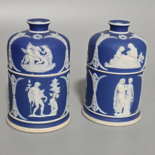 RARE 19THCENTURY WEDGWOOD JASPERWARE MATCH BOXES TAPER TOP PAIR - ADDITIONAL PHOTO 9