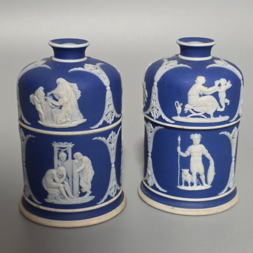 RARE 19THCENTURY WEDGWOOD JASPERWARE MATCH BOXES TAPER TOP PAIR - ADDITIONAL PHOTO 10