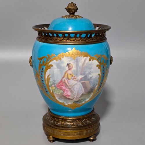 EXQUISITE 19THC GILT BRONZE MOUNTED PAINTED SEVRES VASE 215CM - ADDITIONAL PHOTO 1