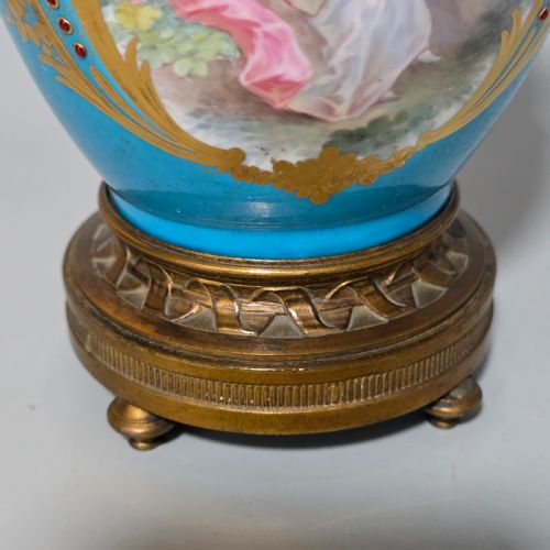 EXQUISITE 19THC GILT BRONZE MOUNTED PAINTED SEVRES VASE 215CM - ADDITIONAL PHOTO 6