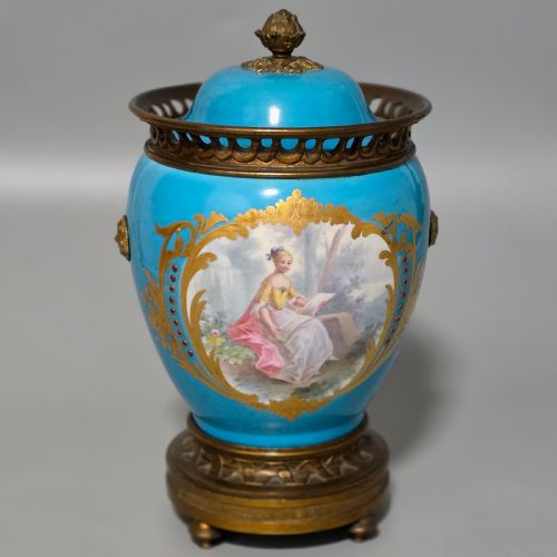 EXQUISITE 19THC GILT BRONZE MOUNTED PAINTED SEVRES VASE 215CM - ADDITIONAL PHOTO 13