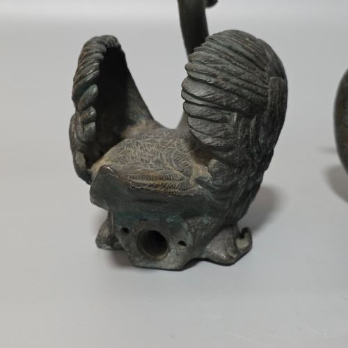 RARE PAIR OF 19THCENTURY BRONZE SWAN FOUNTAIN SPOUTS EXQUISITE DETAIL AND PATINA - ADDITIONAL PHOTO 22