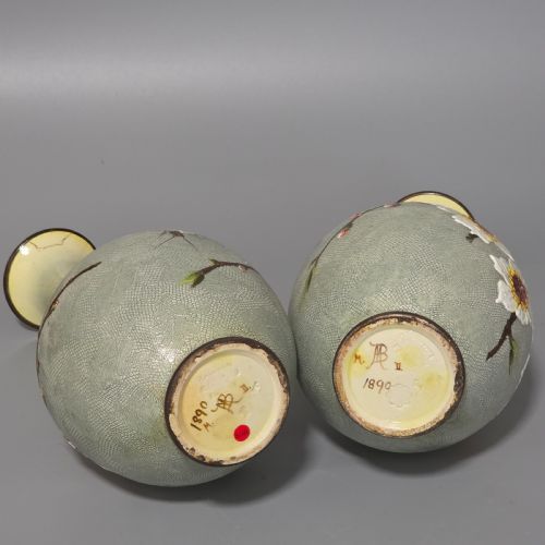 ELEGANT RARE PAIR OF DOULTON LAMBETH FAIENCE VASES SLATERS PATENT C1880 - ADDITIONAL PHOTO 7
