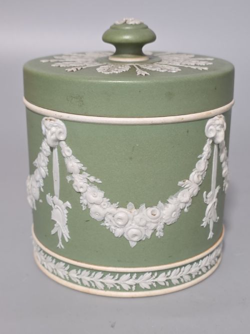 DELIGHTFUL GREEN WEDGWOOD TOBACCO JAR AND COVER C1880 - ADDITIONAL PHOTO 1