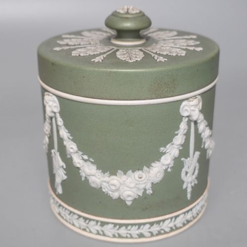DELIGHTFUL GREEN WEDGWOOD TOBACCO JAR AND COVER C1880 - ADDITIONAL PHOTO 6