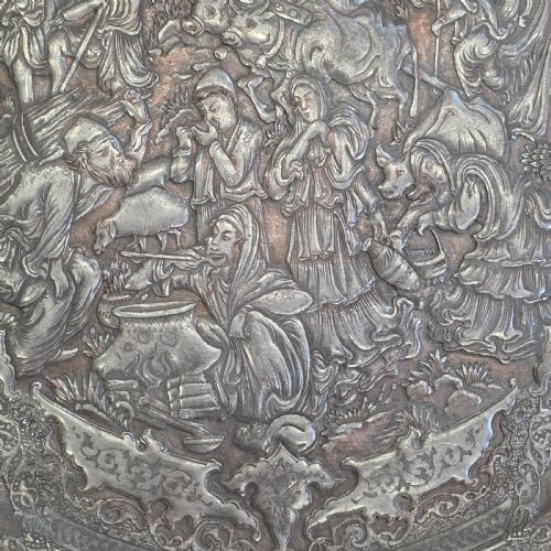 ATTRACTIVE HUGE 68CM ANTIQUE COPPERED METAL EASTERN CHARGER - ADDITIONAL PHOTO 3