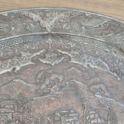 ATTRACTIVE HUGE 68CM ANTIQUE COPPERED METAL EASTERN CHARGER - ADDITIONAL PHOTO 8