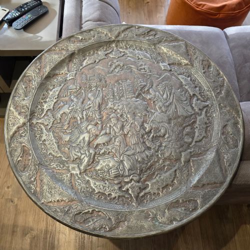 ATTRACTIVE HUGE 68CM ANTIQUE COPPERED METAL EASTERN CHARGER - ADDITIONAL PHOTO 9