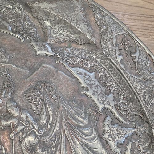 ATTRACTIVE HUGE 68CM ANTIQUE COPPERED METAL EASTERN CHARGER - ADDITIONAL PHOTO 10