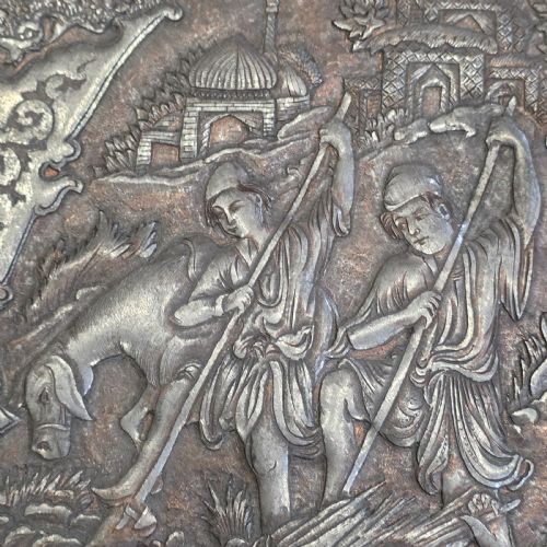 ATTRACTIVE HUGE 68CM ANTIQUE COPPERED METAL EASTERN CHARGER - ADDITIONAL PHOTO 11