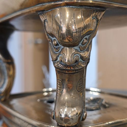 STUNNING LARGE MIDLATE19TH CENTURY CHINESE BRONZEBRASS CENSER ON STAND - ADDITIONAL PHOTO 9