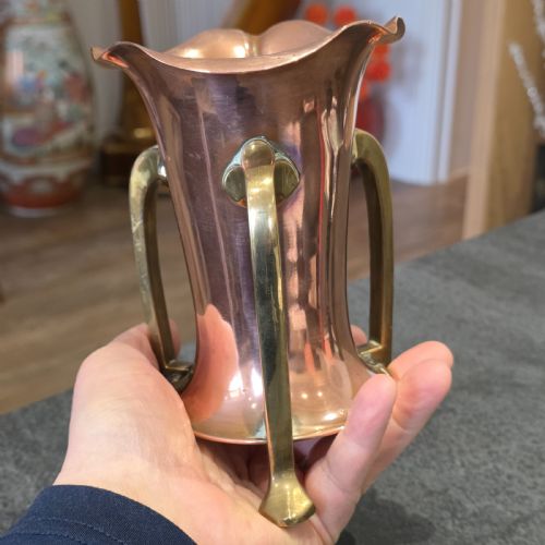 STYLISH ARTS CRAFTS COPPER VASE FISHER STRAND - ADDITIONAL PHOTO 10
