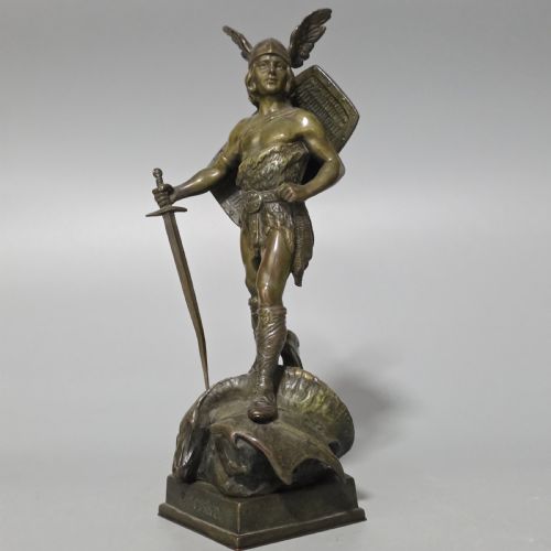 RUFFINO BESSERDICH 18581915 SIEGFRIED BRONZE SCULPTURE - ADDITIONAL PHOTO 7