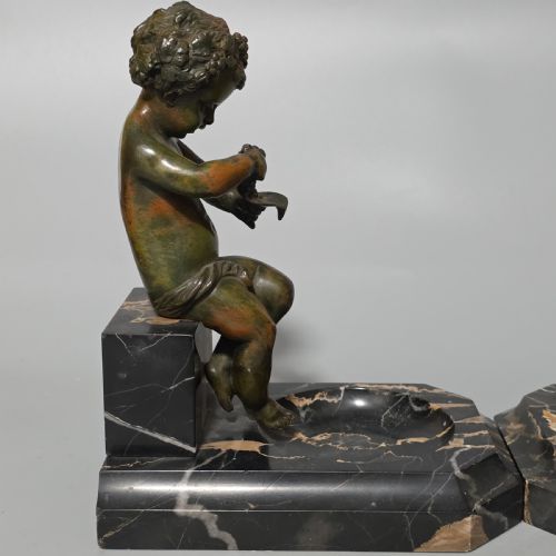 CHARMING PAIR OF EARLY 20TH CENTURY BRONZE MARBLE BOOKENDS - ADDITIONAL PHOTO 9
