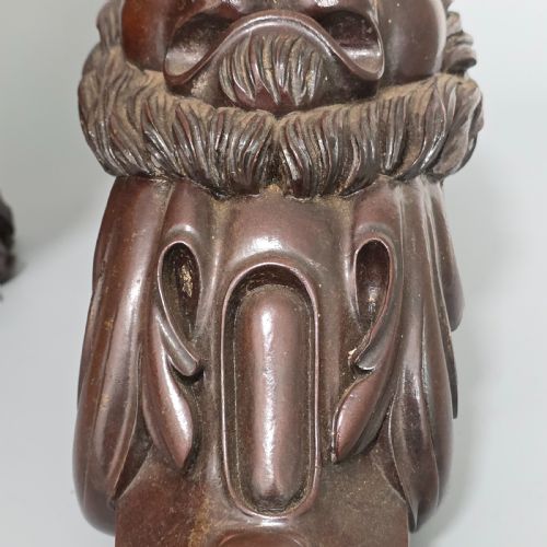 PAIR OF ANTIQUE CARVED WOODEN LION BRACKETS SHELF SUPPORTS LARGE ARCHITECTURAL CORBELS CIRCA 1900 45CM - ADDITIONAL PHOTO 11