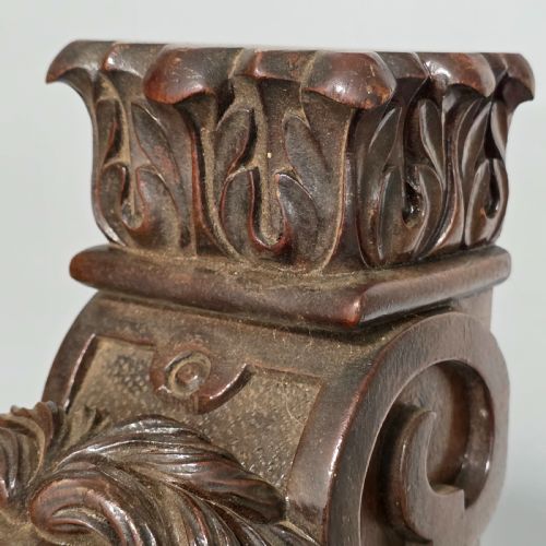 PAIR OF ANTIQUE CARVED WOODEN LION BRACKETS SHELF SUPPORTS LARGE ARCHITECTURAL CORBELS CIRCA 1900 45CM - ADDITIONAL PHOTO 17