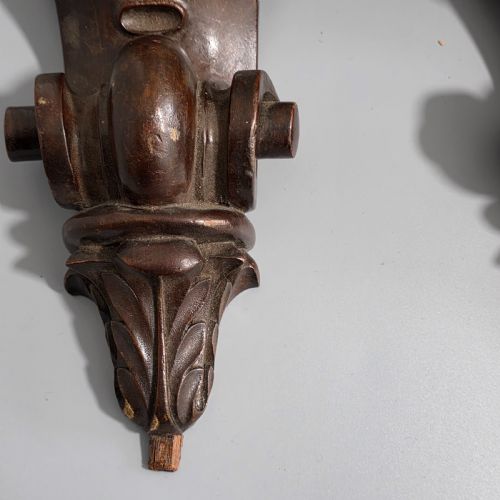PAIR OF ANTIQUE CARVED WOODEN LION BRACKETS SHELF SUPPORTS LARGE ARCHITECTURAL CORBELS CIRCA 1900 45CM - ADDITIONAL PHOTO 19