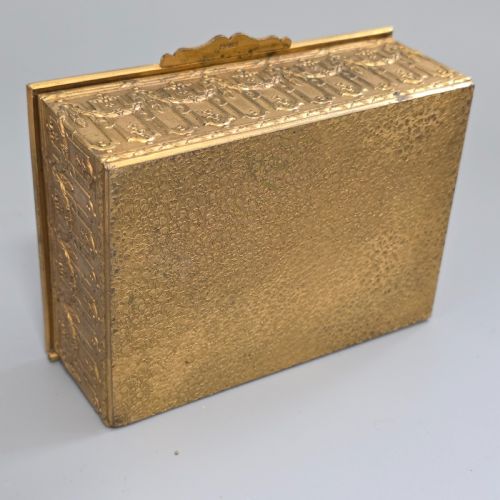 ANTIQUE FRENCH GILT BRASS BLUE ENAMEL BOX DECORATIVE TRINKET HUMIDOR LATE 19TH CENTURY - ADDITIONAL PHOTO 8