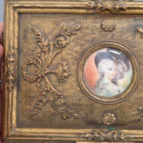 ANTIQUE FRENCH GILT BRONZE BRASS JEWELLERY CASKET MINIATURE PORTRAIT BOX 19THC - ADDITIONAL PHOTO 5