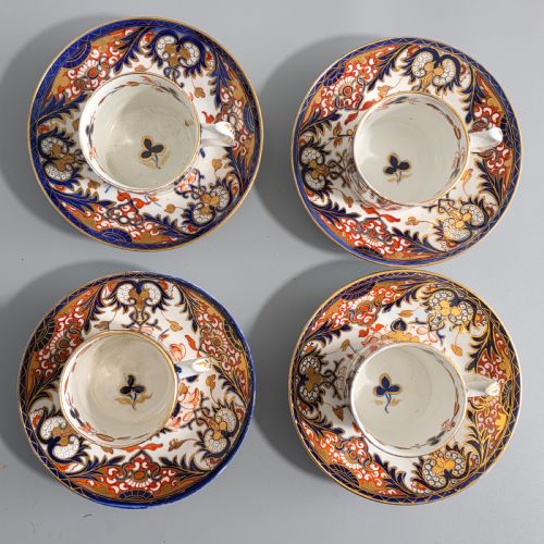 SET OF 4 X ANTIQUE SAMSON HANCOCK DERBY IMARI PATTERN COFFEE CANS SAUCERS KINGS PATTERN CIRCA 1860S - ADDITIONAL PHOTO 10