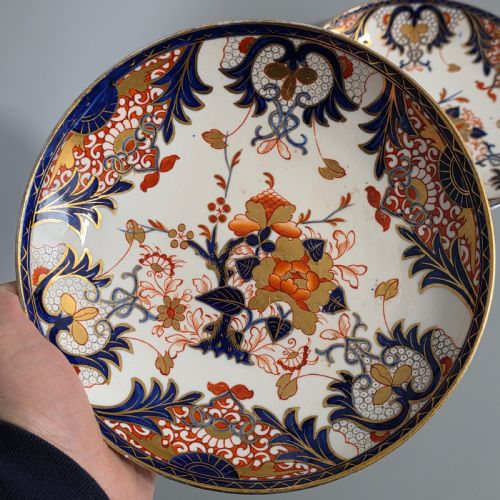 PAIR ANTIQUE SAMSON HANCOCK DERBY IMARI KINGS PATTERN BOWLS 215CM C1860S VICTORIAN PORCELAIN - ADDITIONAL PHOTO 4