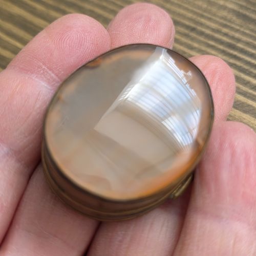 ANTIQUE GEORGIAN GILT METAL BANDED AGATE SNUFF BOX TRINKET BOX C1800 - ADDITIONAL PHOTO 3