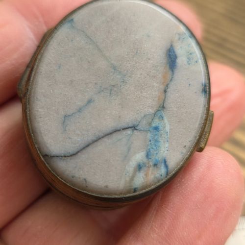 ANTIQUE GEORGIAN GILT METAL BANDED AGATE SNUFF BOX TRINKET BOX C1800 - ADDITIONAL PHOTO 5