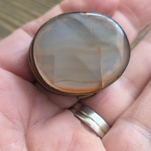 ANTIQUE GEORGIAN GILT METAL BANDED AGATE SNUFF BOX TRINKET BOX C1800 - ADDITIONAL PHOTO 7