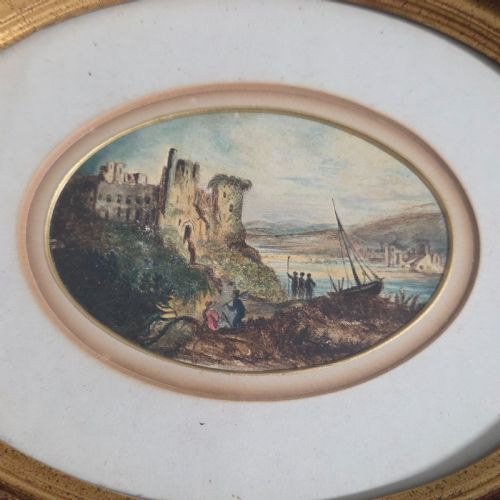 ATTRACTIVE PAIR OF 19THC OVAL PAINTINGS IN GILDED WOODEN FRAMES 23CM X 18CM - ADDITIONAL PHOTO 9