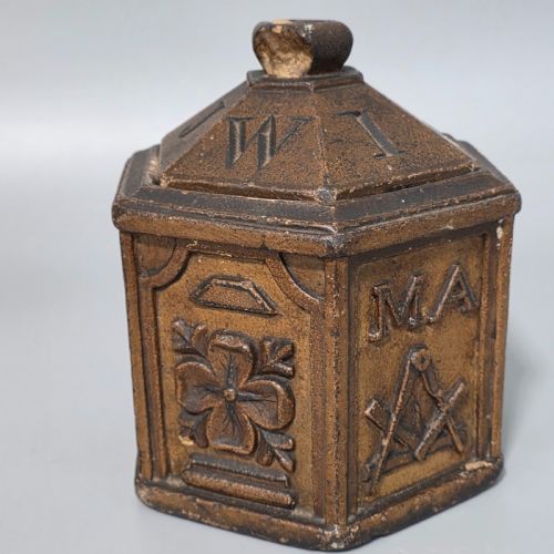 INCREDIBLY RARE UNUSUAL MASONIC CARVED STONE BOX AND COVER DATED 1845 - ADDITIONAL PHOTO 6