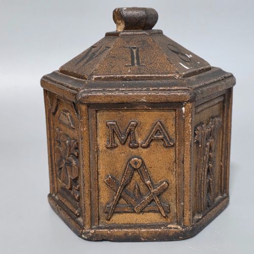 INCREDIBLY RARE UNUSUAL MASONIC CARVED STONE BOX AND COVER DATED 1845 - ADDITIONAL PHOTO 9