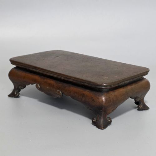 FINE QUALITY EARLY 19TH CENTURY CHINESE FOOTED BRONZE BASE 21CM X 12CM X 65CM - ADDITIONAL PHOTO 14