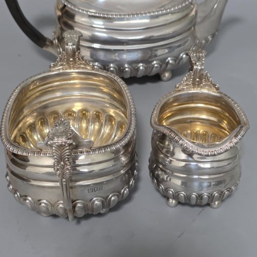 ANTIQUE SOLID SILVER THREEPIECE TEA SET LONDON 1918 CHARLES STUART HARRIS 1325G - ADDITIONAL PHOTO 2