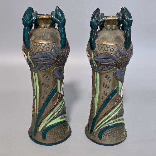 PAIR OF ART NOUVEAU AUSTRIAN AMPHORA REISSNER KESSEL VASES 245CM - ADDITIONAL PHOTO 3