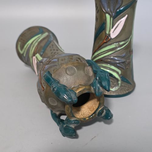 PAIR OF ART NOUVEAU AUSTRIAN AMPHORA REISSNER KESSEL VASES 245CM - ADDITIONAL PHOTO 5