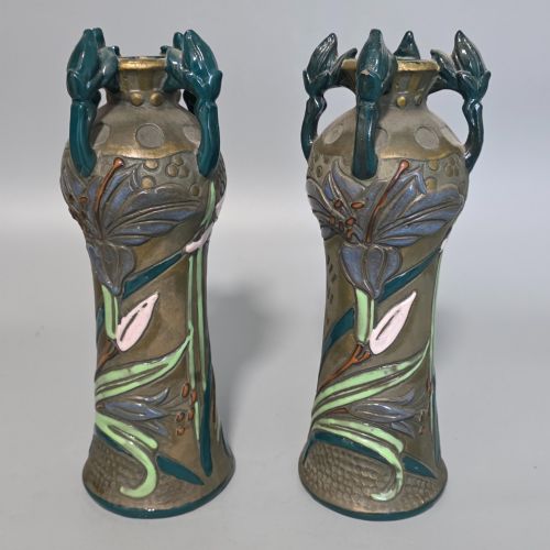 PAIR OF ART NOUVEAU AUSTRIAN AMPHORA REISSNER KESSEL VASES 245CM - ADDITIONAL PHOTO 6