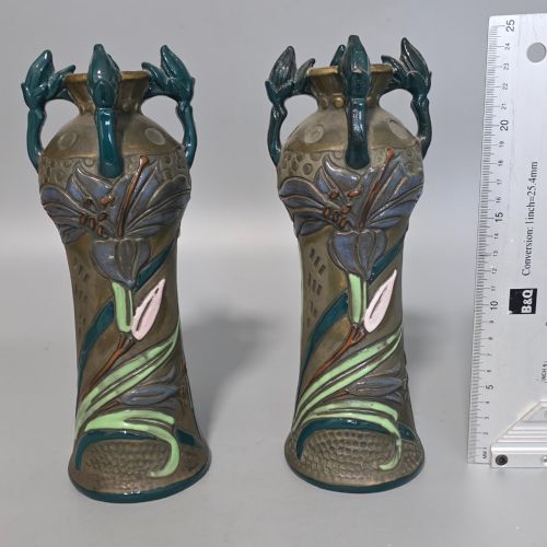 PAIR OF ART NOUVEAU AUSTRIAN AMPHORA REISSNER KESSEL VASES 245CM - ADDITIONAL PHOTO 13