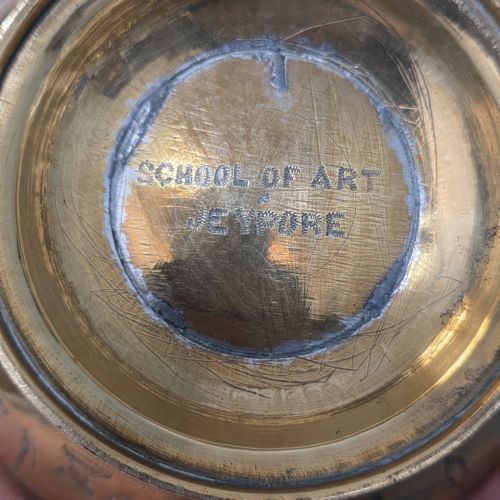 JEYPORE SCHOOL OF ART BRASS KAMANDAL HINDHU HOLY WATER CARRIER CIRCA 1900 THE SPHERICAL BODY - ADDITIONAL PHOTO 13