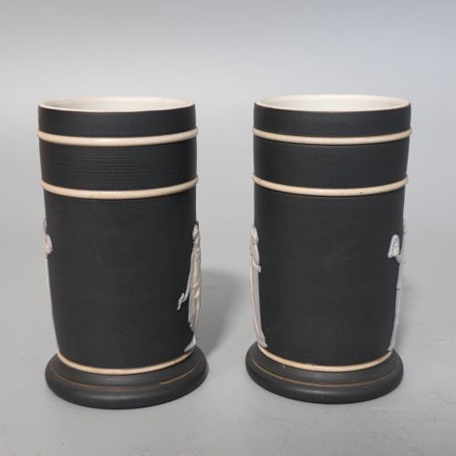 VINTAGE PAIR OF WEDGWOOD BASALT SPILL HOLDERS C1920 - ADDITIONAL PHOTO 1