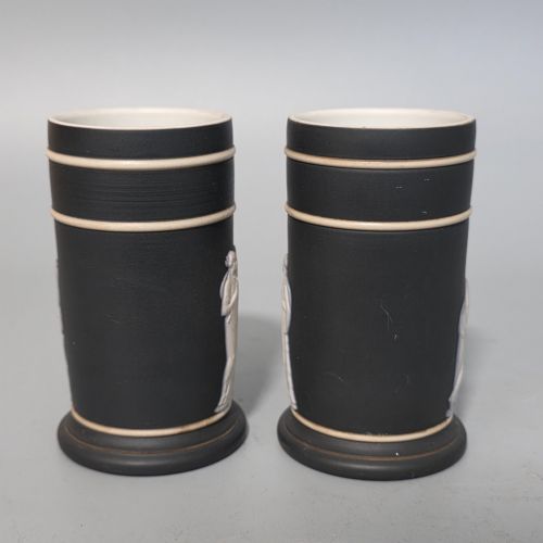 VINTAGE PAIR OF WEDGWOOD BASALT SPILL HOLDERS C1920 - ADDITIONAL PHOTO 3