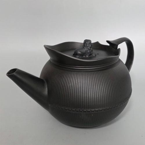 RARE 18TH CENTURY SPODE BLACK BASALT TEAPOT LION FINIAL ANTIQUE ENGLISH POTTERY - ADDITIONAL PHOTO 1