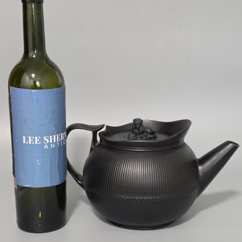 RARE 18TH CENTURY SPODE BLACK BASALT TEAPOT LION FINIAL ANTIQUE ENGLISH POTTERY - ADDITIONAL PHOTO 4