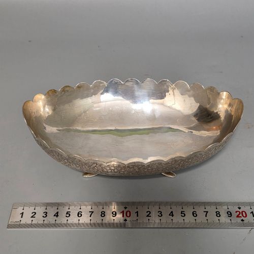 DELIGHTFUL QUALITY ANTIQUE PERSIAN SILVER ENGRAVED OVAL SHAPED BOWL - ADDITIONAL PHOTO 11
