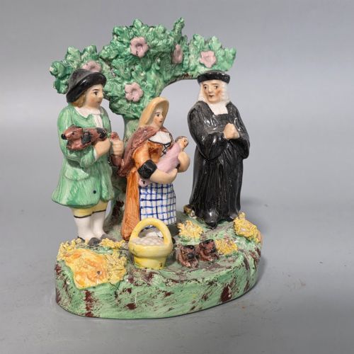 ANTIQUE STAFFORDSHIRE TITHE PIG FIGURE GROUP C1830 EARLY 19TH CENTURY POTTERY FIGURE - ADDITIONAL PHOTO 6