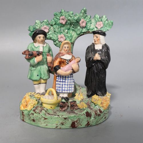 ANTIQUE STAFFORDSHIRE TITHE PIG FIGURE GROUP C1830 EARLY 19TH CENTURY POTTERY FIGURE - ADDITIONAL PHOTO 7