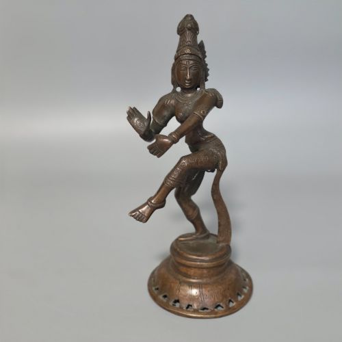 antique bronze indian deity dancing possibly krishna 25cm - CATEGORY: ANTIQUE SCULPTURES - DATED 19TH CENTURY